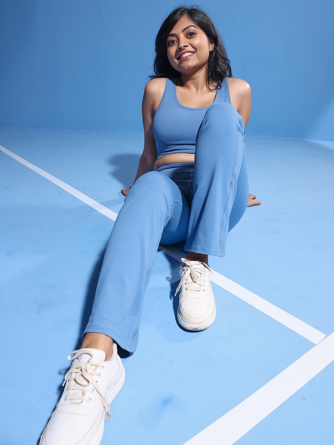 

Blissclub Women Bloom High Waist The Ultimate Flare Track Pants, Blue