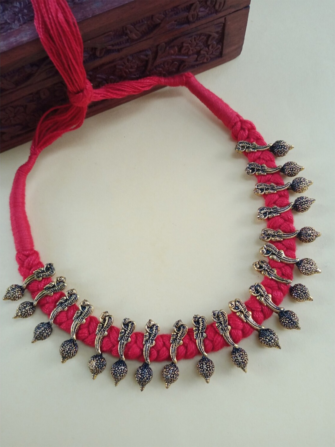 

FIROZA Bronze-Toned & Red Antique Statement Necklace