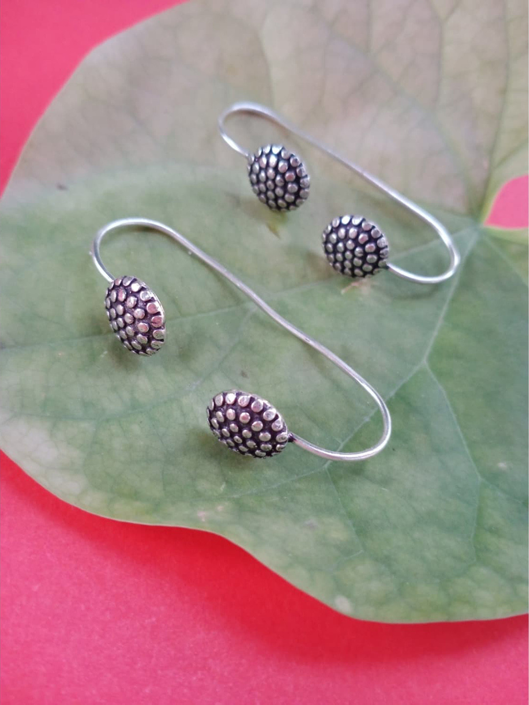 

FIROZA Silver-Toned Contemporary Half Hoop Earrings