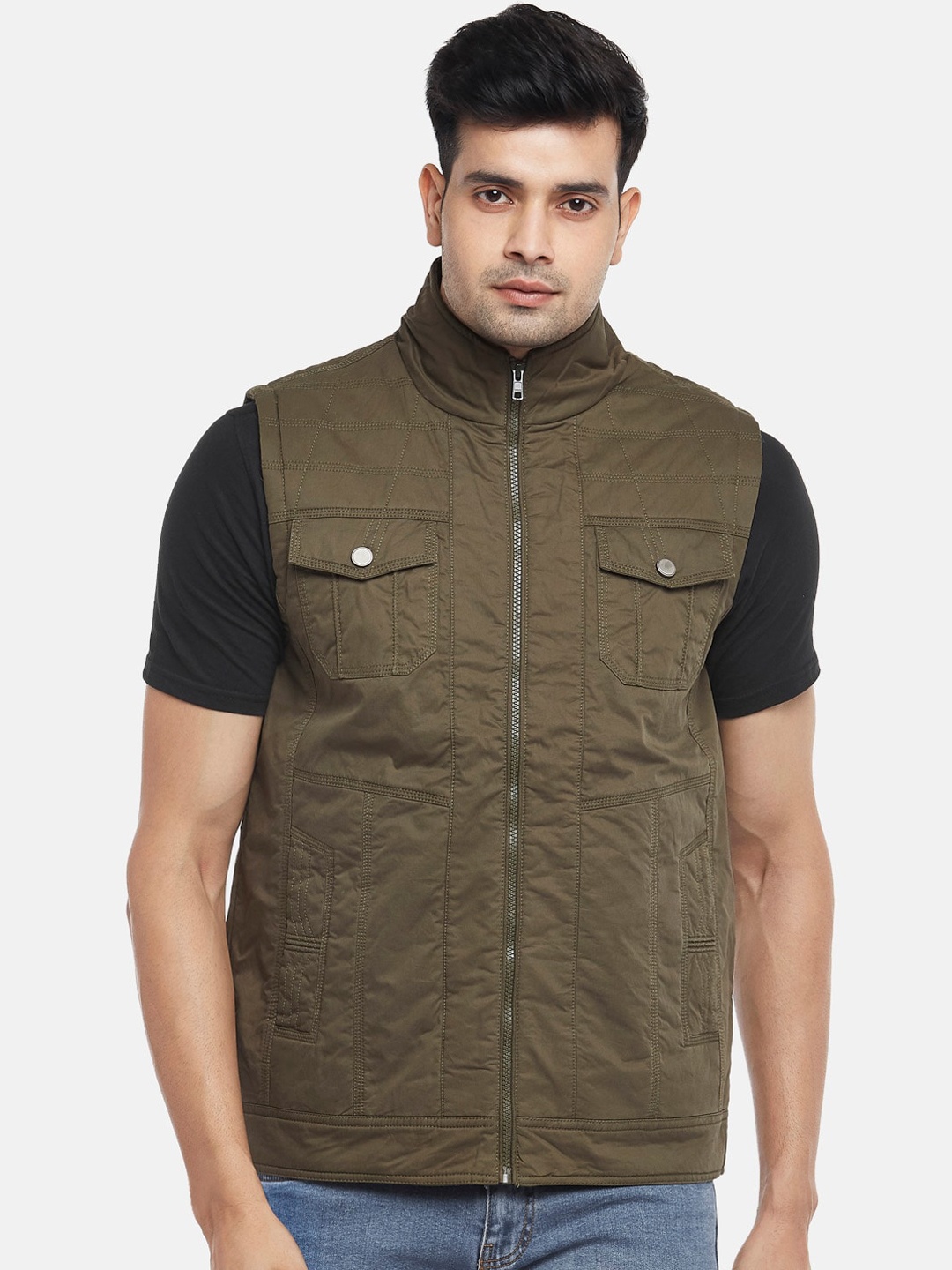 

Urban Ranger by pantaloons Men Olive Green Puffer Jacket