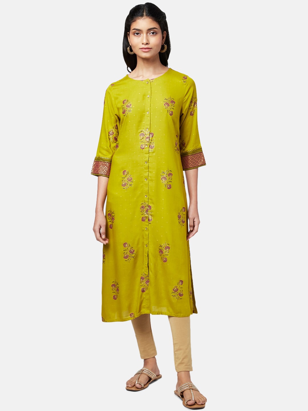 

RANGMANCH BY PANTALOONS Women Green Ethnic Motifs Printed Kurta