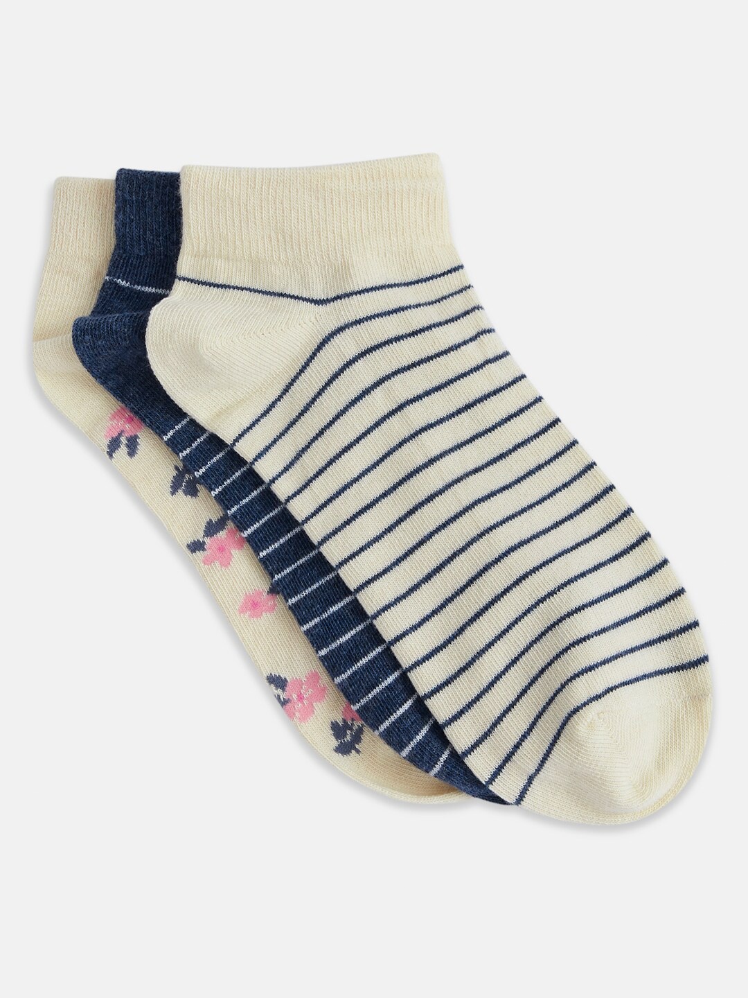 

Honey by Pantaloons Women Pack Of 3 Self-Design Ankle-Length Socks, Navy blue