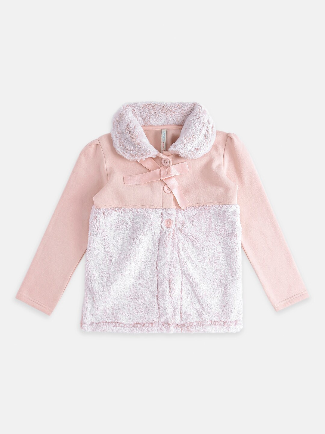 

Pantaloons Junior Girls Pink & Peach-Coloured Colourblocked Colourblocked Cardigan