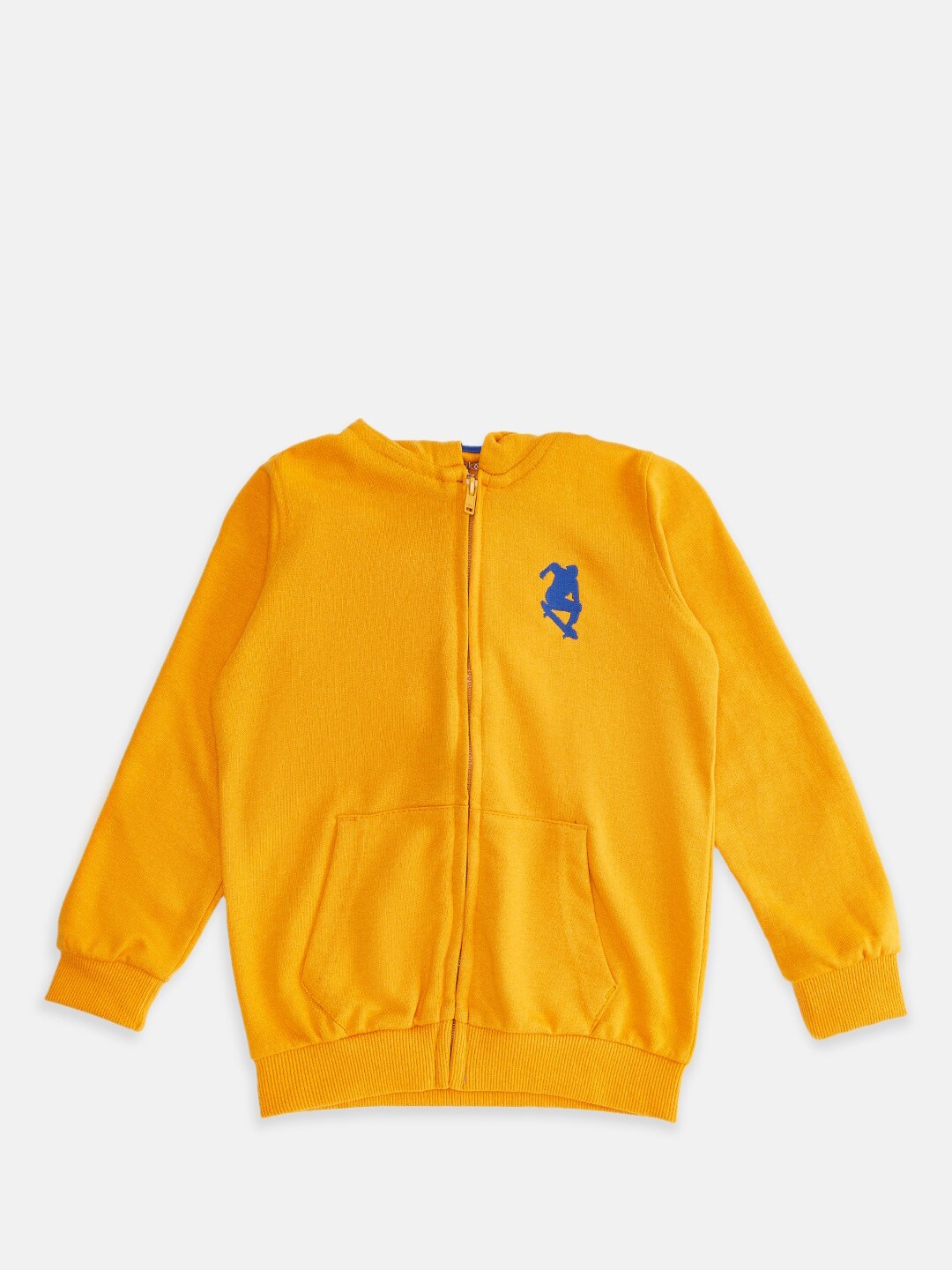 

Pantaloons Junior Boys Yellow Solid Hooded Sweatshirt