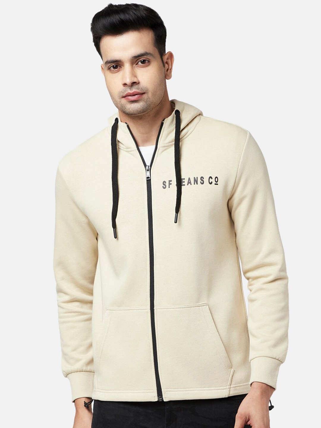 

SF JEANS by Pantaloons Men Off White Hooded Sweatshirt