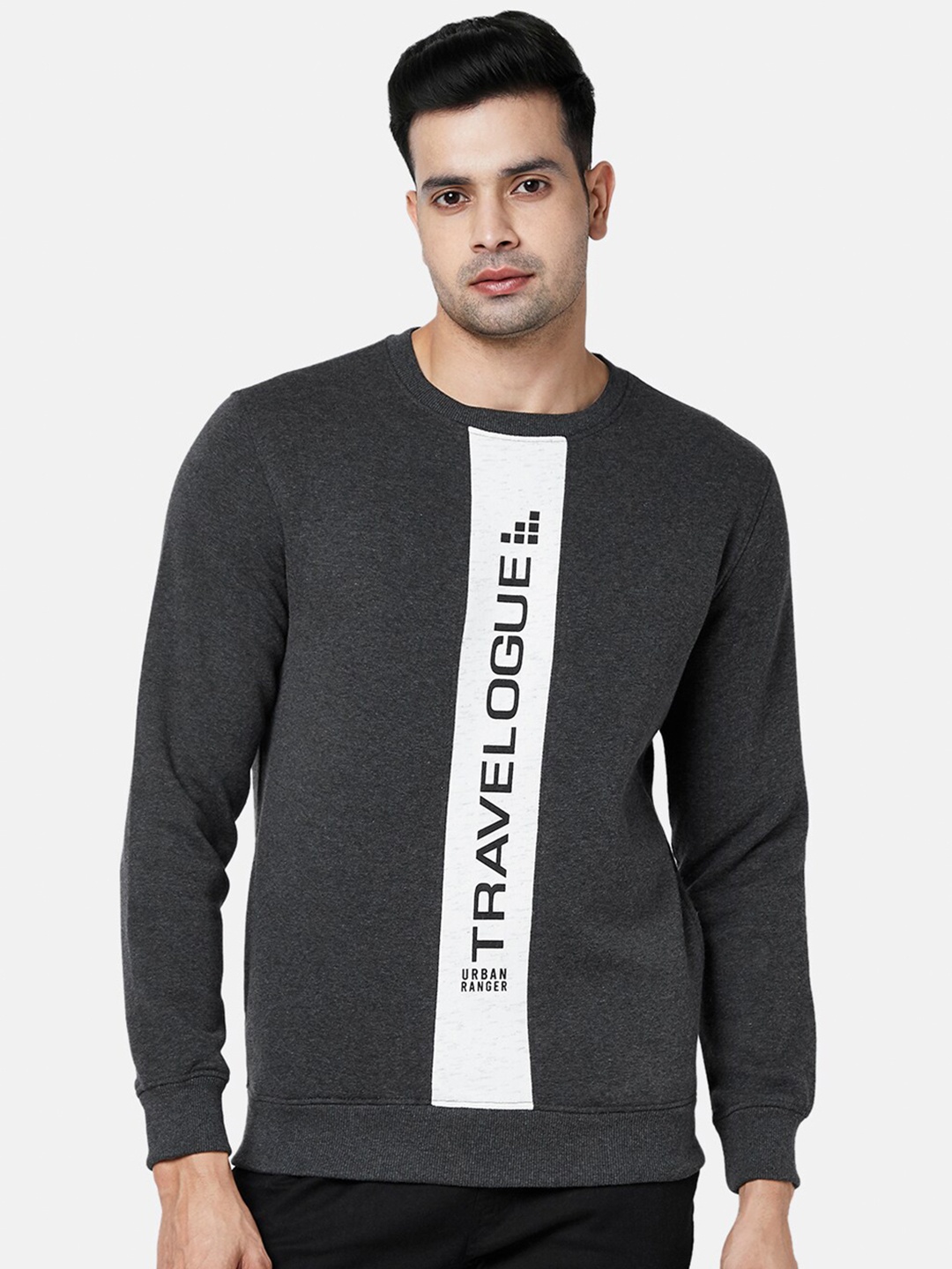 

Urban Ranger by pantaloons Men Charcoal Printed Sweatshirt