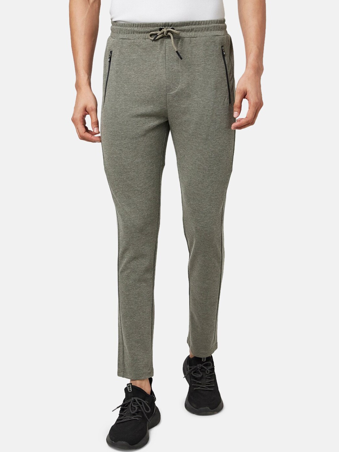 

Ajile by Pantaloons Men Olive Green Solid Slim-Fit Track Pant