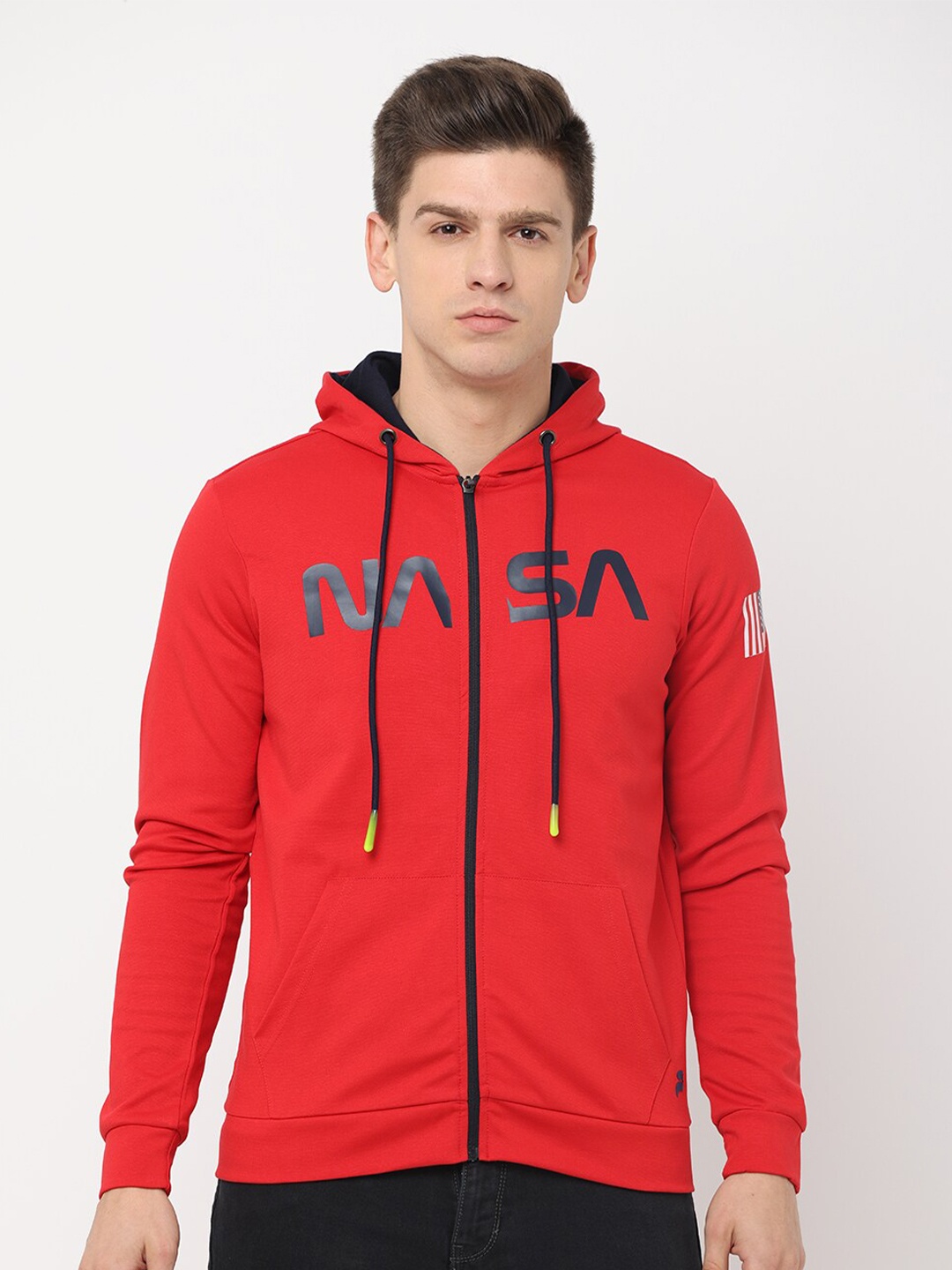 

POLONIUM Men Red Hooded Sweatshirt