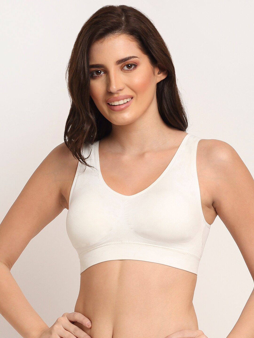 

Laceandme White Lightly Padded Non Wired Bralette Bra