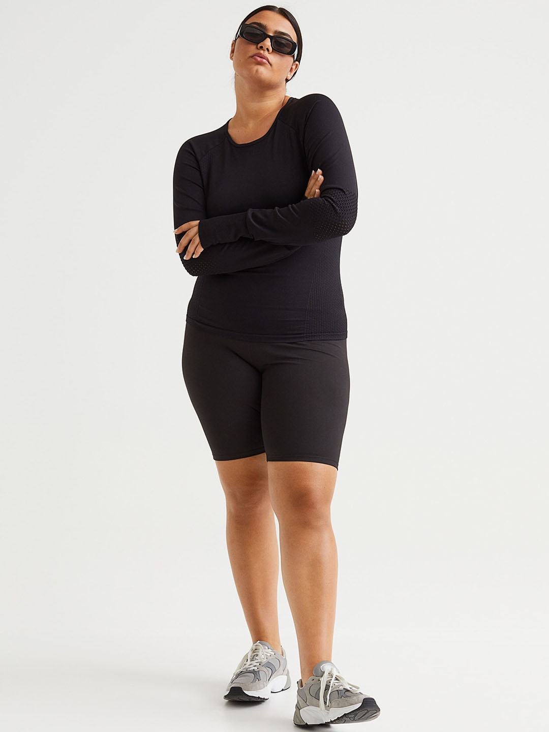 

H&M+ Women Black Sports Cycling Shorts