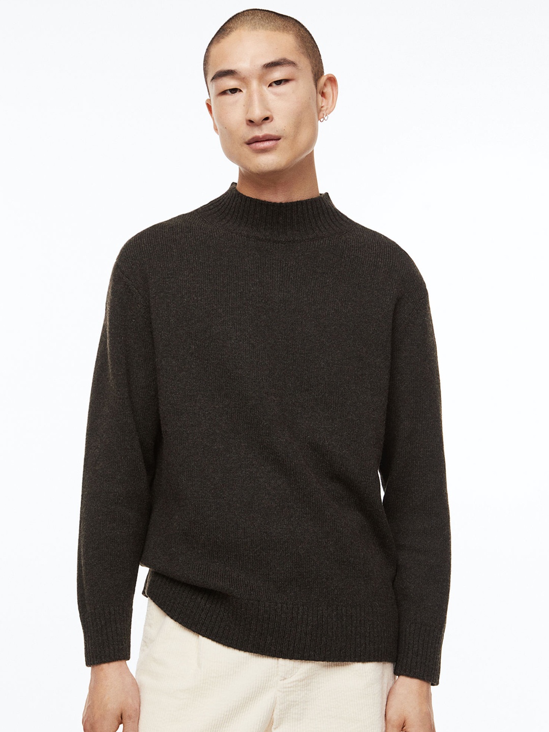 

H&M Men Brown Regular Fit Wool-Blend Jumper