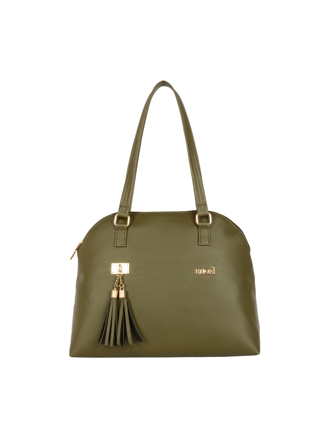 

ENOKI Solid Tasselled Shoulder Bag Handbags, Olive