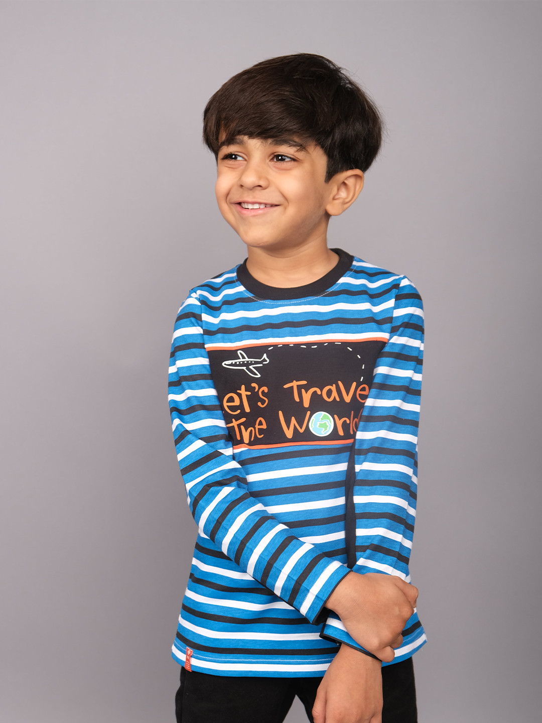 

3PIN Boys Printed Striped T-shirt, Blue