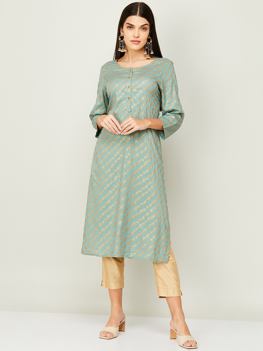 

Melange by Lifestyle Women Blue Ethnic Motifs Printed Kurta