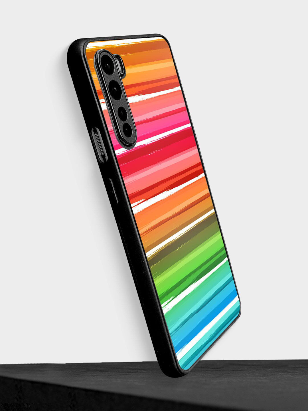 

macmerise Black Printed Colourful Brush Strokes Design OnePlus Nord Phone Bumper Back Case