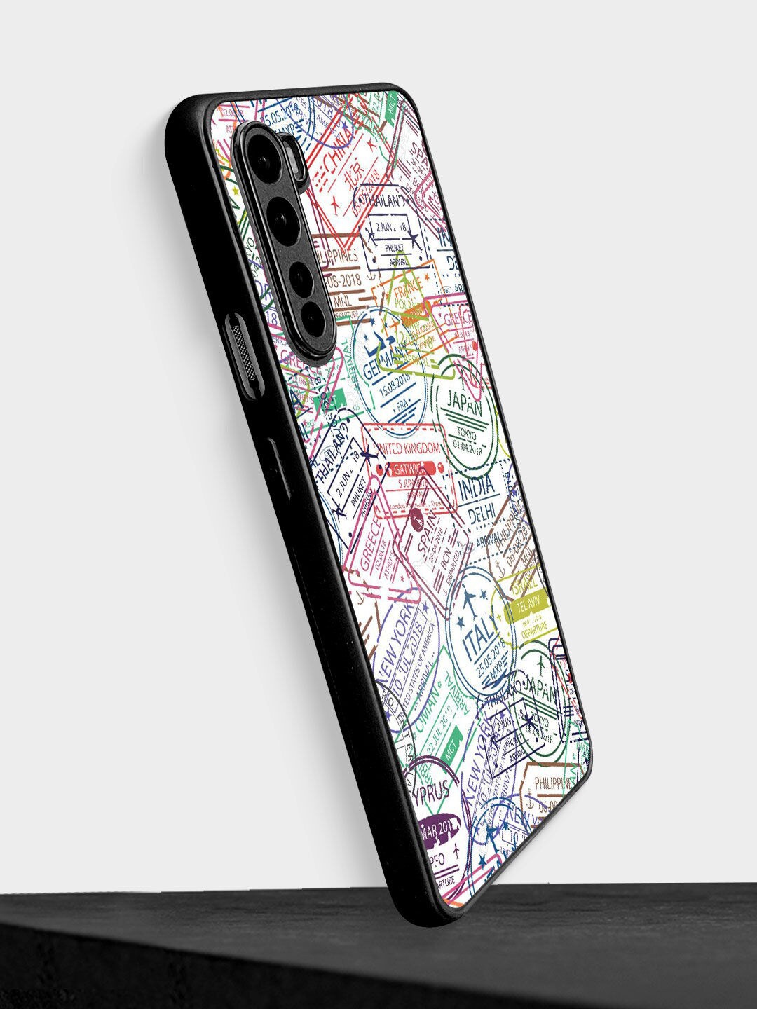 

macmerise White Immigration Stamps Classic Design Printed Back Case