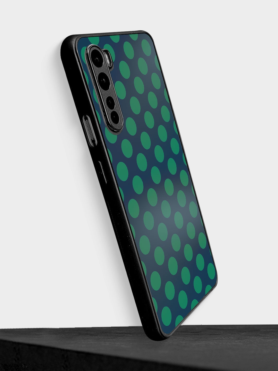 

Macmerise Navy Blue & Green Polka Dot Printed OnePlus Nord Bumper Phone Back Case