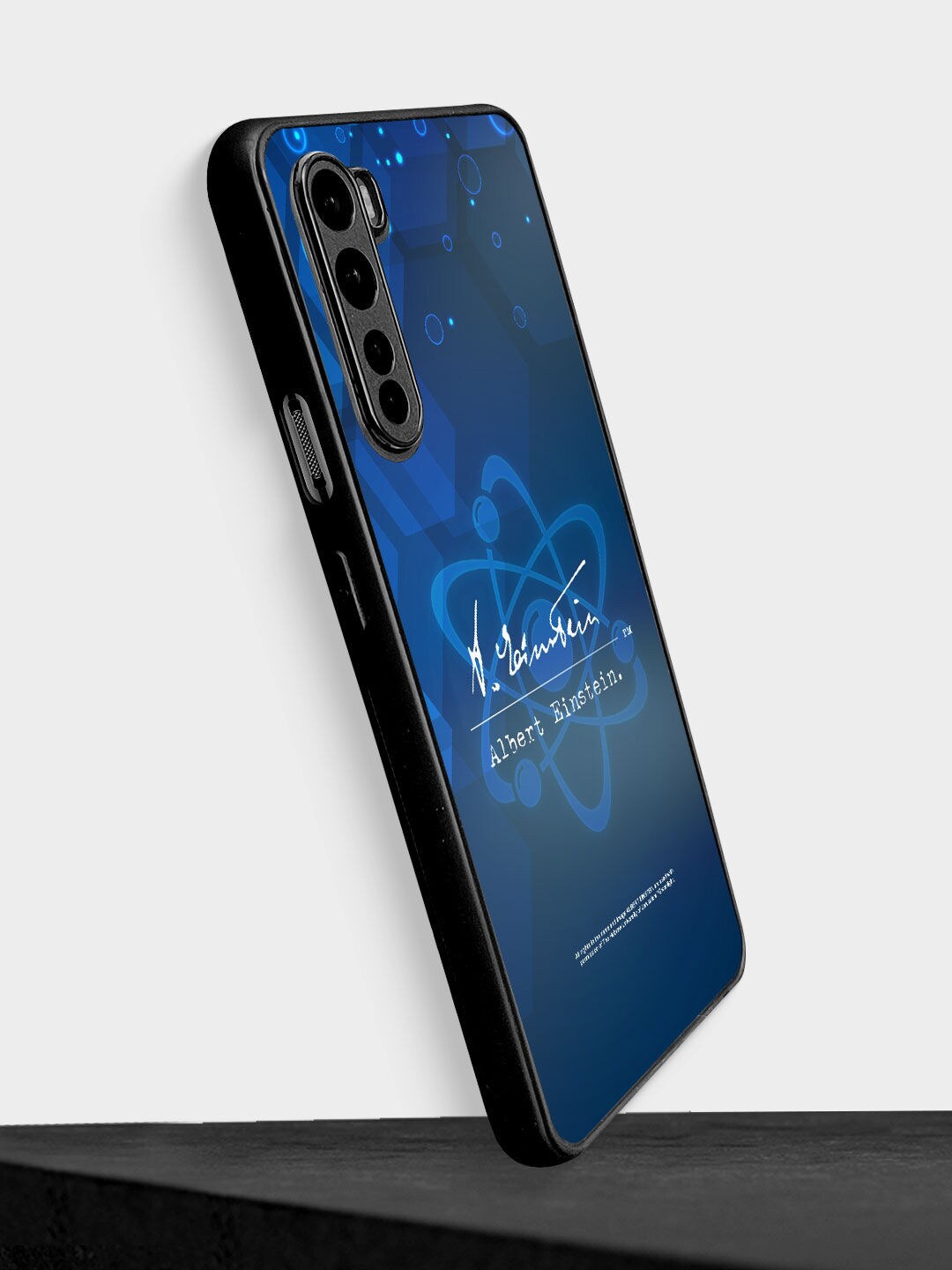 

macmerise Blue Printed Albert Einstein Atom OnePlus Nord Bumper Case