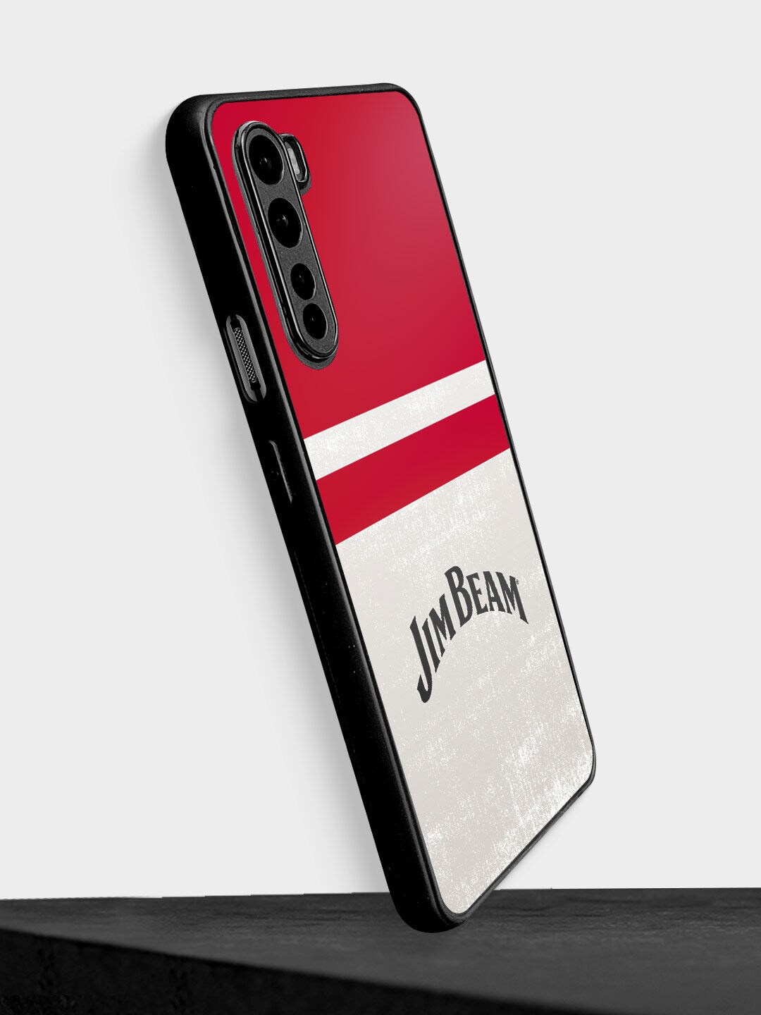 

Macmerise White & Red Stripes Jim Beam Design OnePlus Nord Bumper Phone Back Case