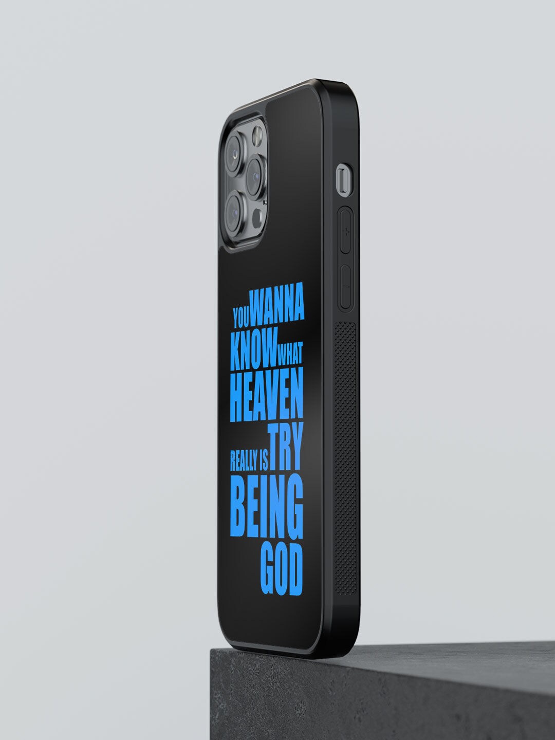 

macmerise Black & Blue Printed Try Being God iPhone 12 Pro Max Bumper Case