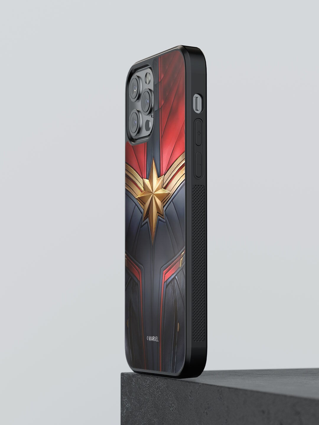 

macmerise Black, Red & Gold Suit up Captain Marvel Design iPhone 12 Pro Phone Back Case