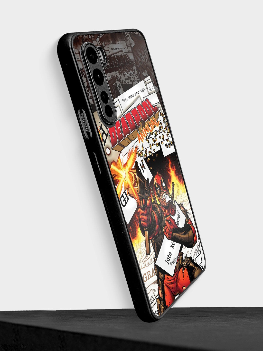 

macmerise White & Red Printed Comic Deadpool Oneplus Nord Phone Back Case
