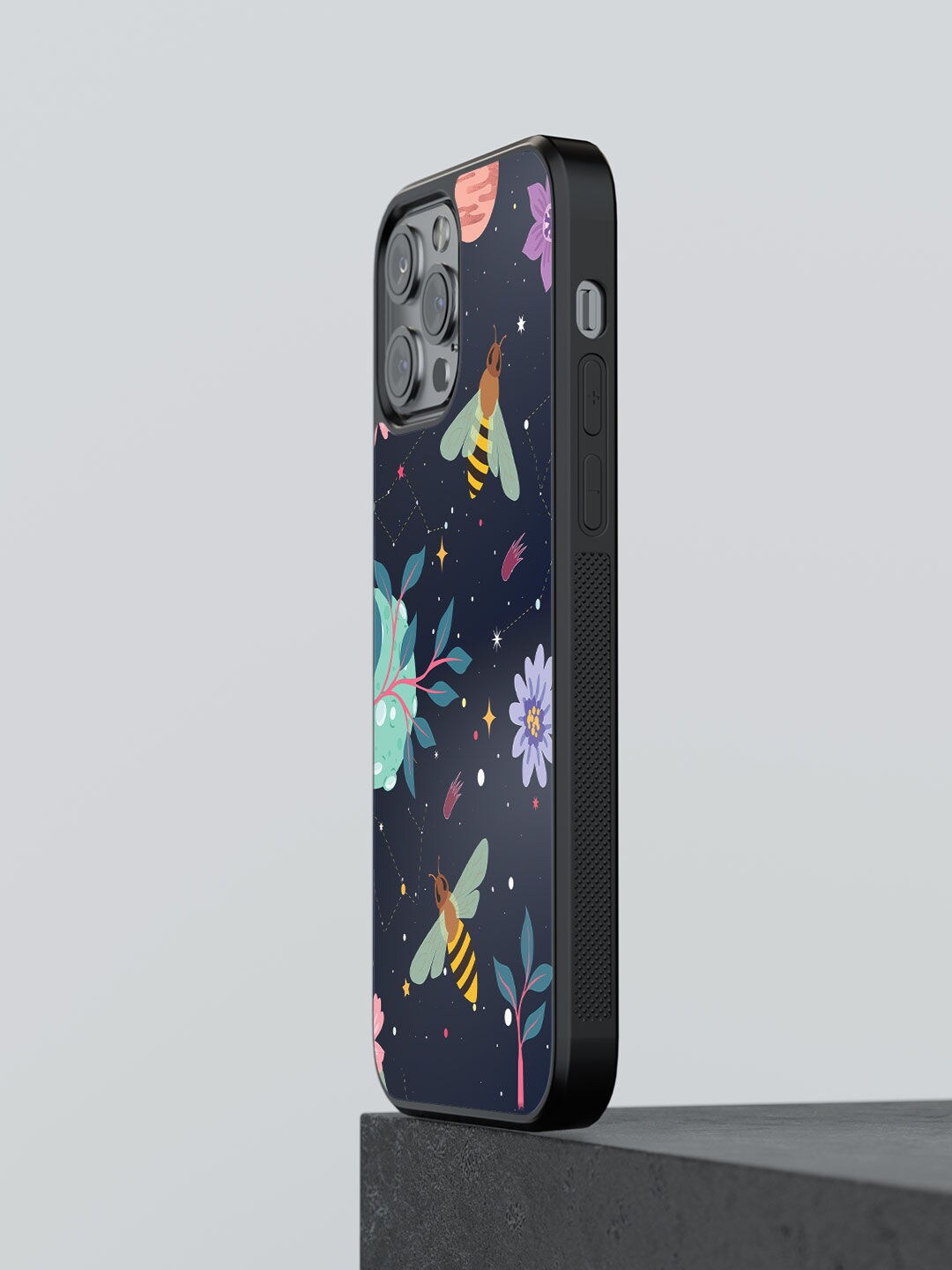 

macmerise Navy Blue Printed Space Bees iPhone 12 Pro Max Bumper Case