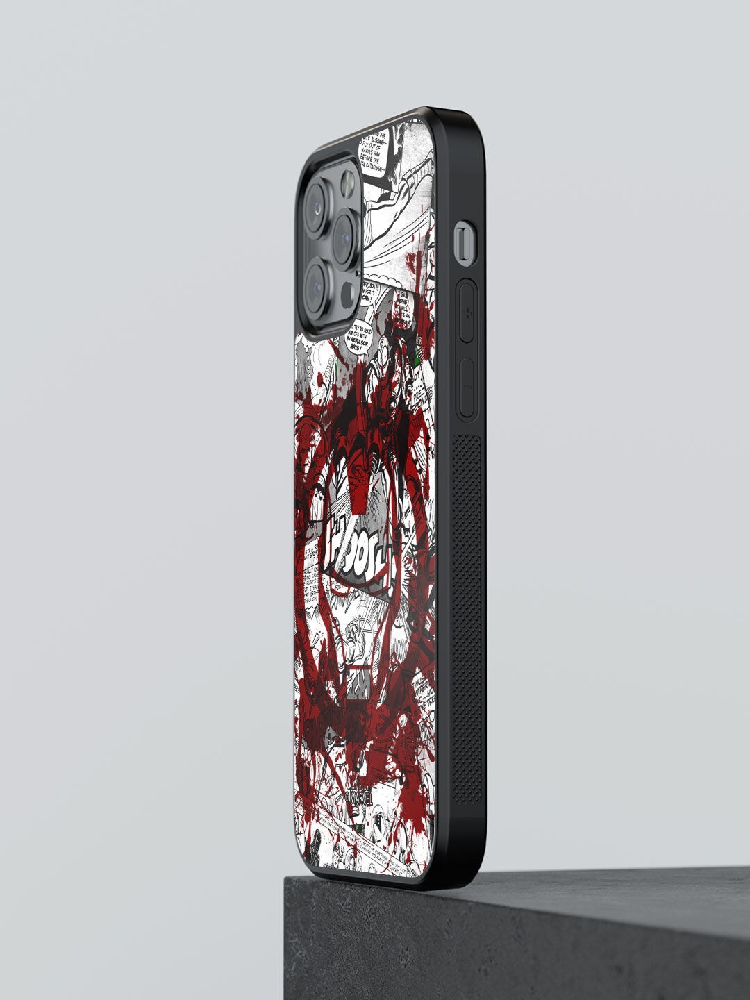 

macmerise White Printed Splash Out Ironman Design iPhone 12 Pro Max Bumper Phone Back Case, Black