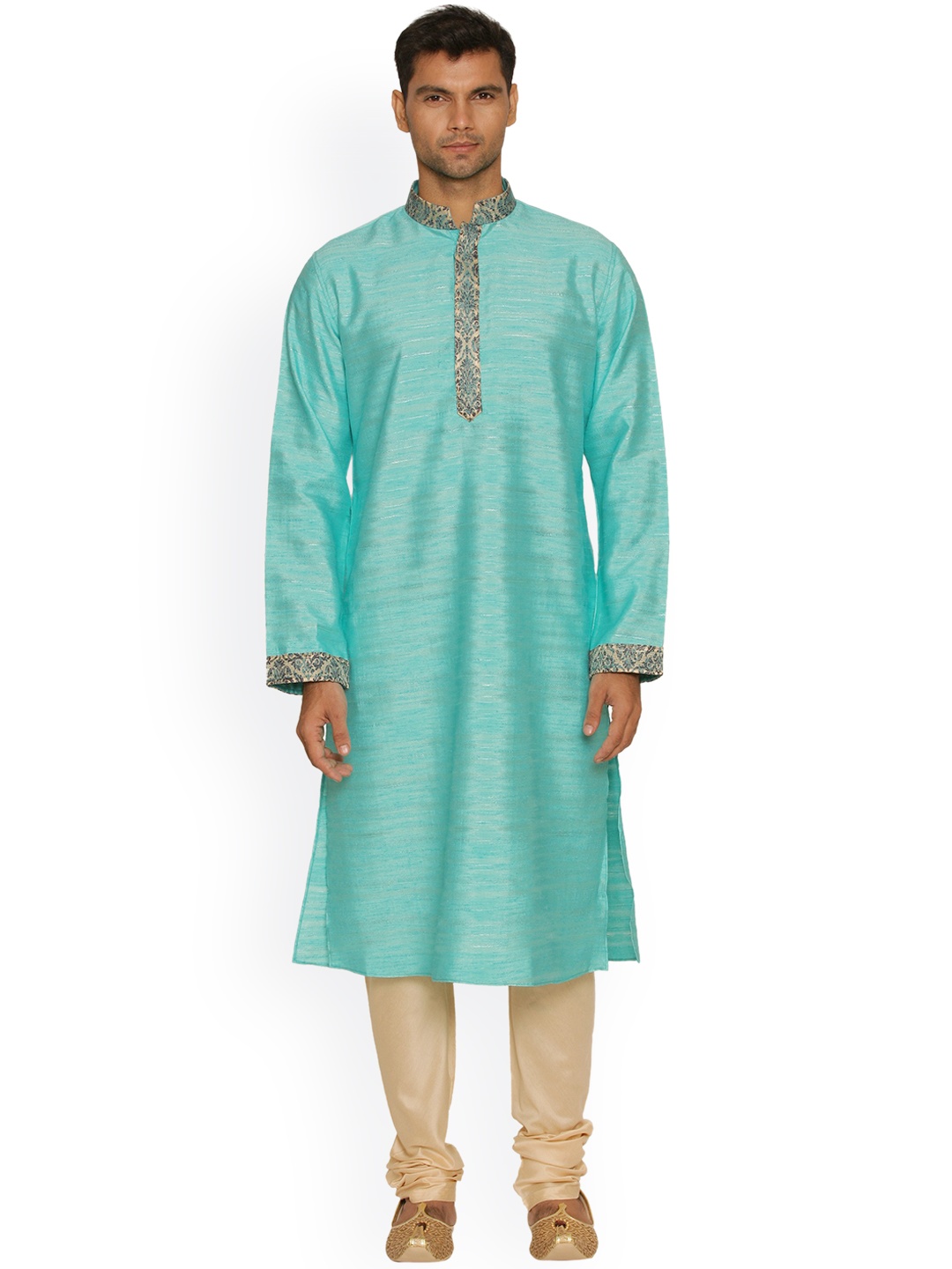 

Manu Men Sea Green Solid Kurta with Churidar
