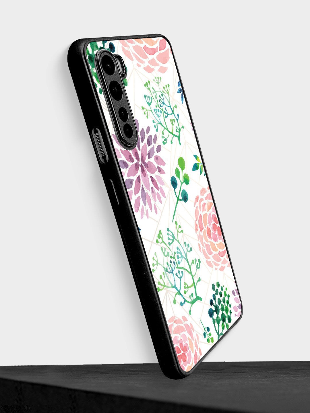 

macmerise White & Pink Ferns and Flowers Design Printed OnePlus Nord Back Case