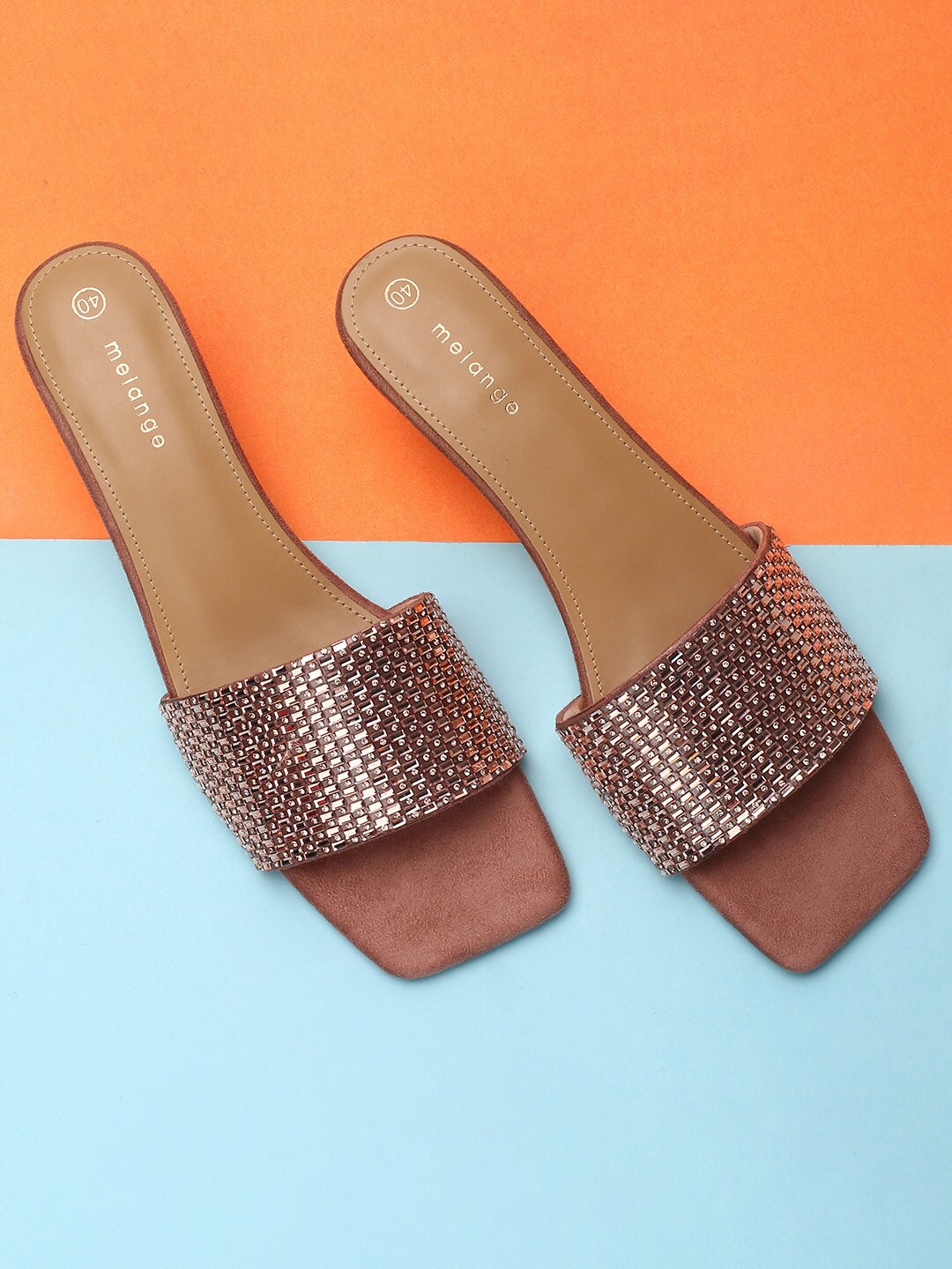 

Melange by Lifestyle Women Maroon Embellished Kitten Sandals