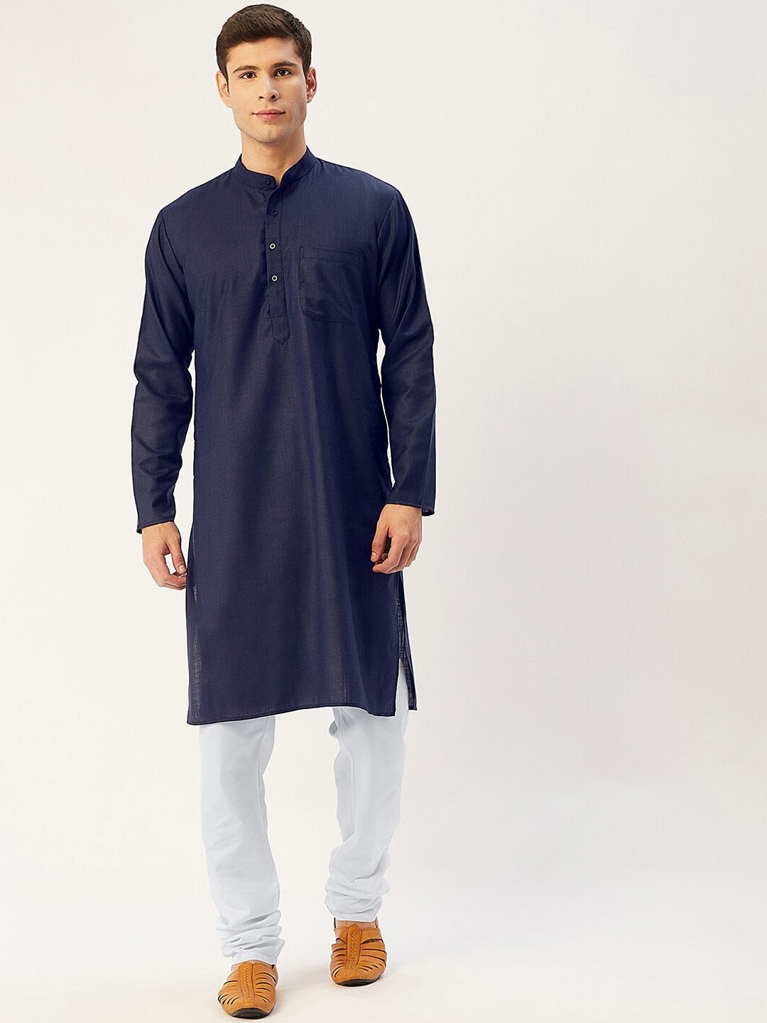 

Jompers Men Navy Blue Kurta with Churidar