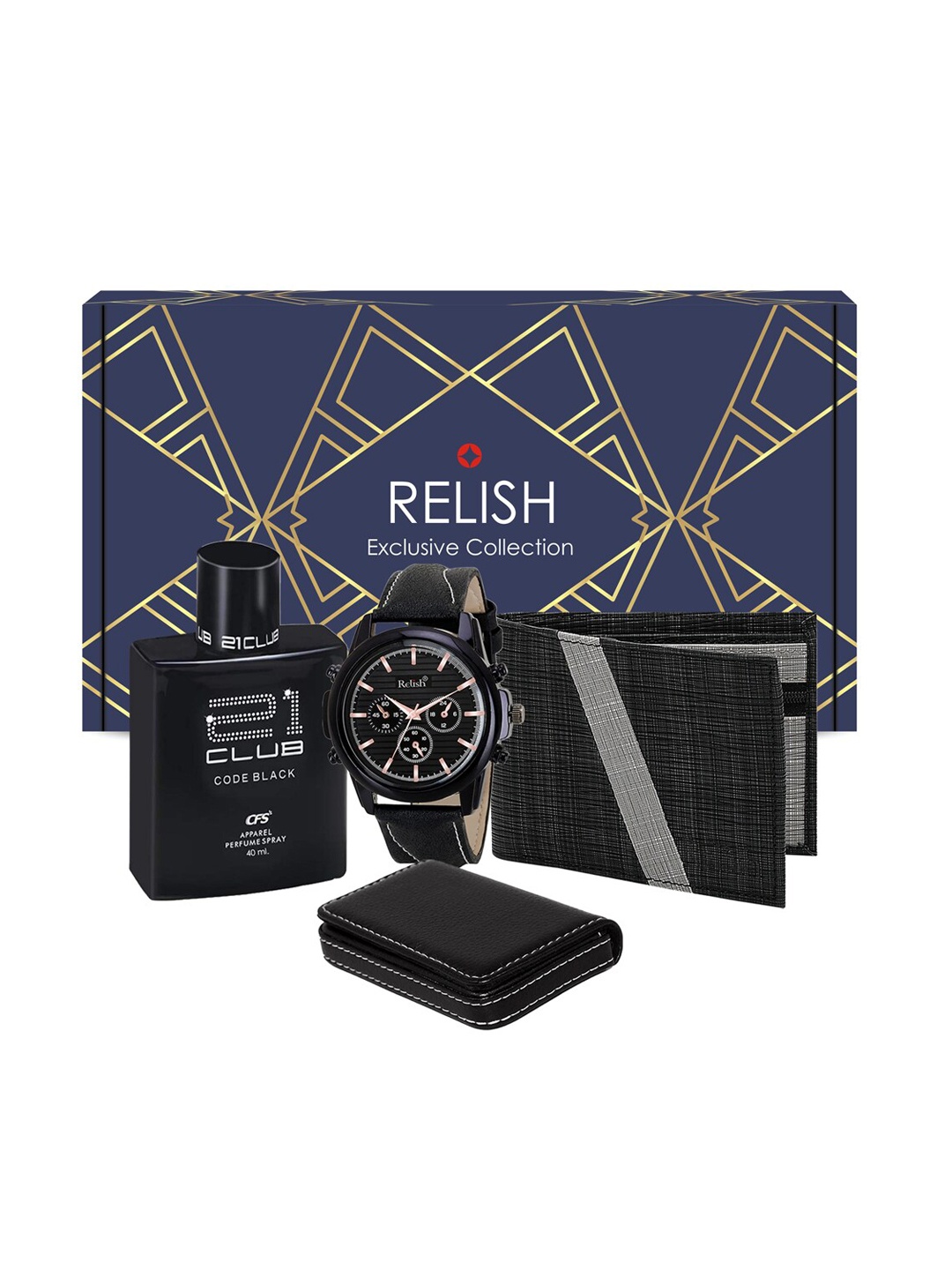 

Relish Men Black Solid Accessory Gift Set