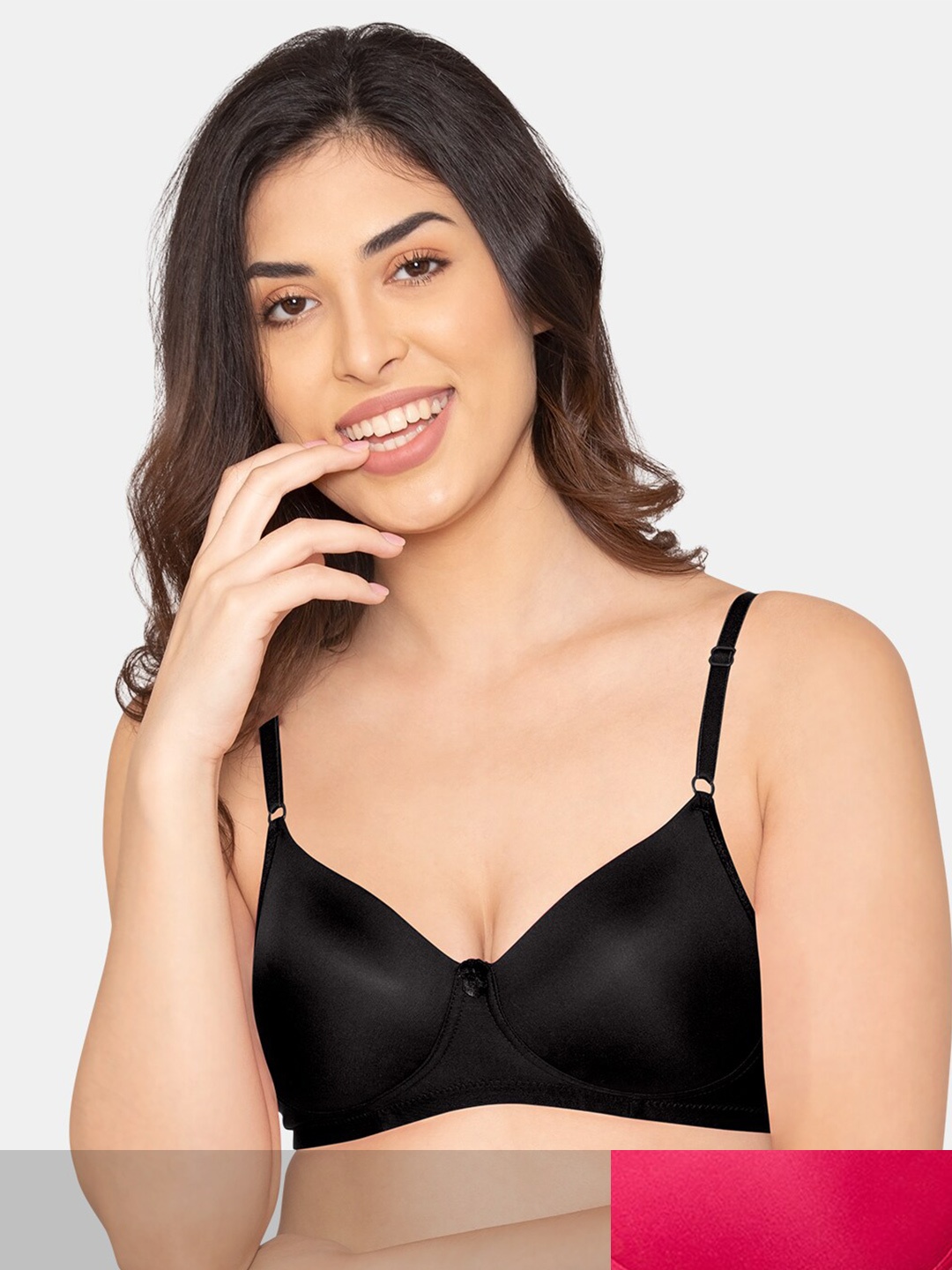 

K LINGERIE Pack Of 2 Black & Pink Lightly Padded Non Wired Bra