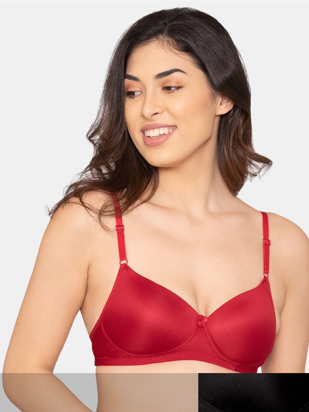 

K LINGERIE Pack Of 2 Black & Red Lightly Padded Non Wired Bra