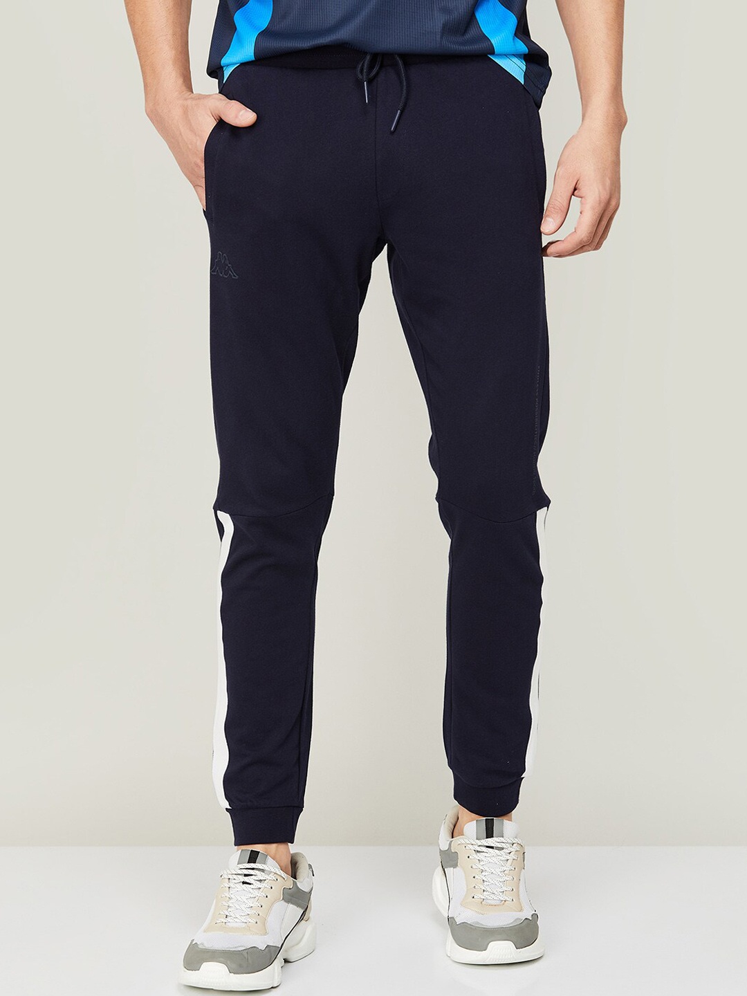 

Kappa Men Navy Blue Solid Slim-Fit Cotton Jogger Pants