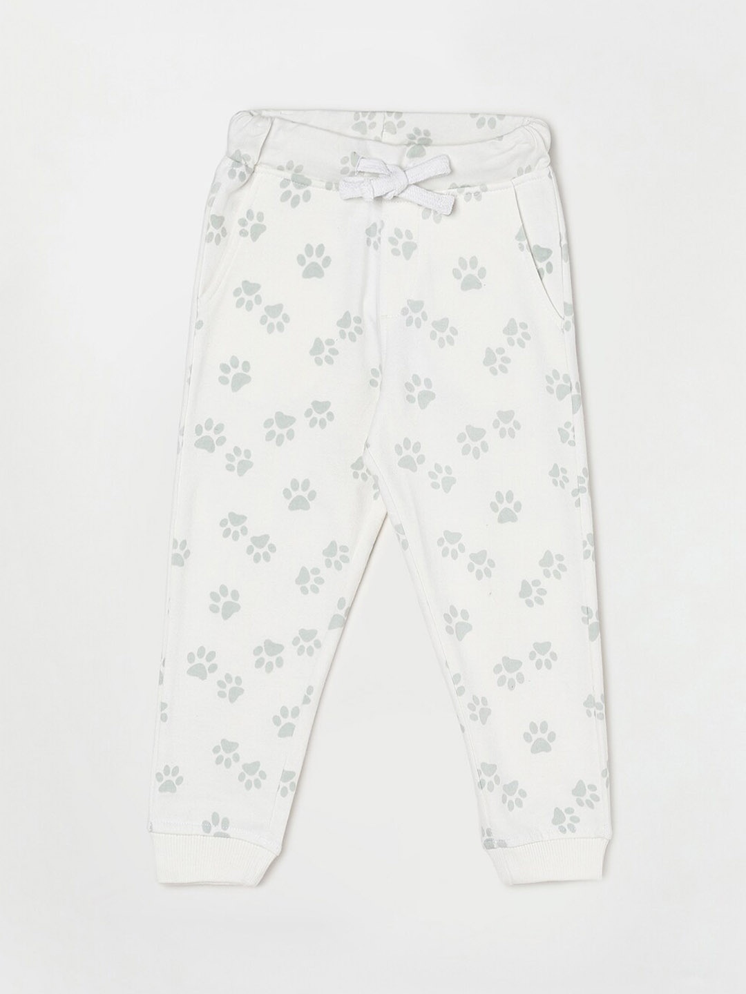 

Juniors by Lifestyle Infant Boys White & Grey Printed Pure Cotton Joggers