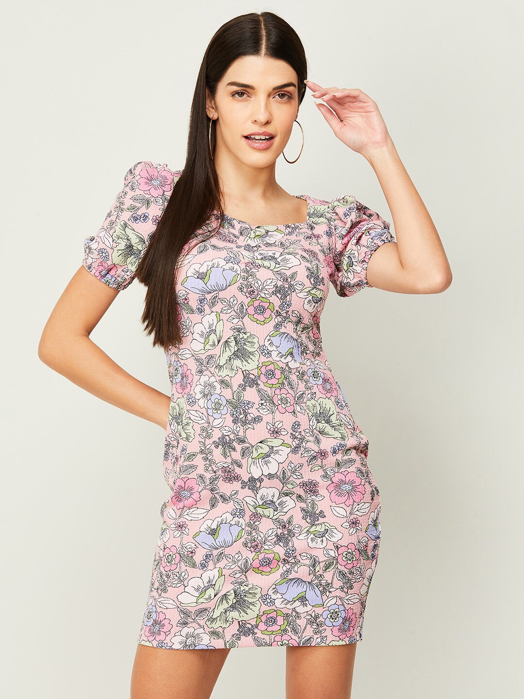 

Ginger by Lifestyle Women Pink Floral Sheath Dress