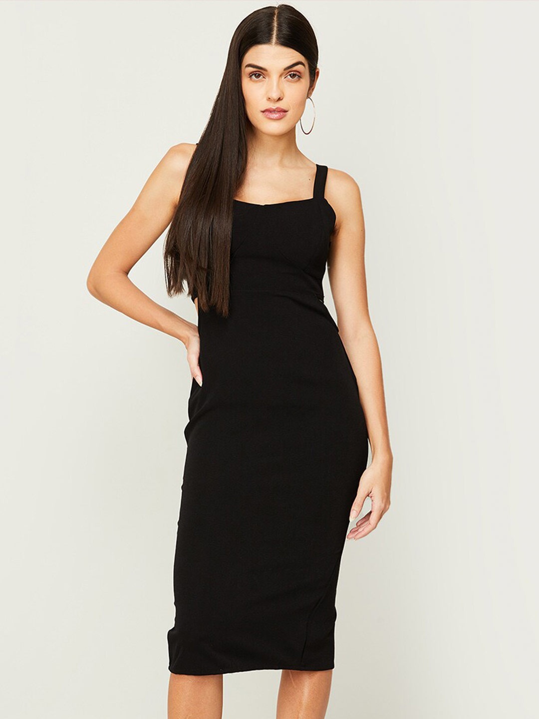 

Ginger by Lifestyle Black Shoulder Strap Bodycon Dress