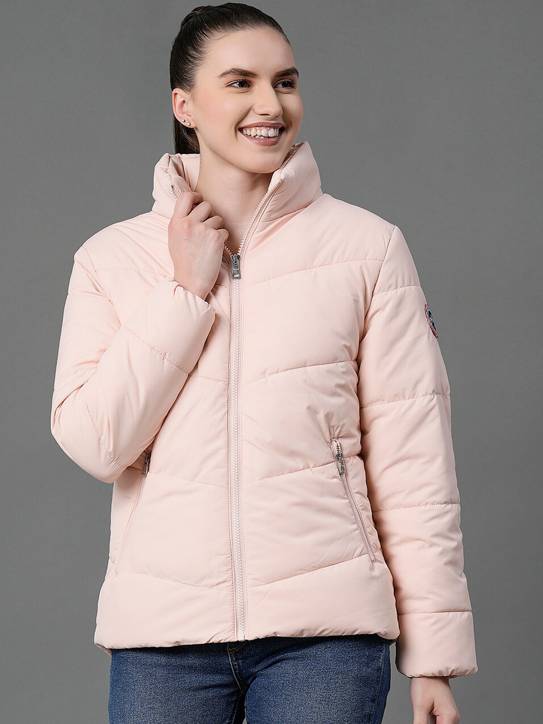 

Mode by Red Tape Women Peach-Coloured Padded Jacket