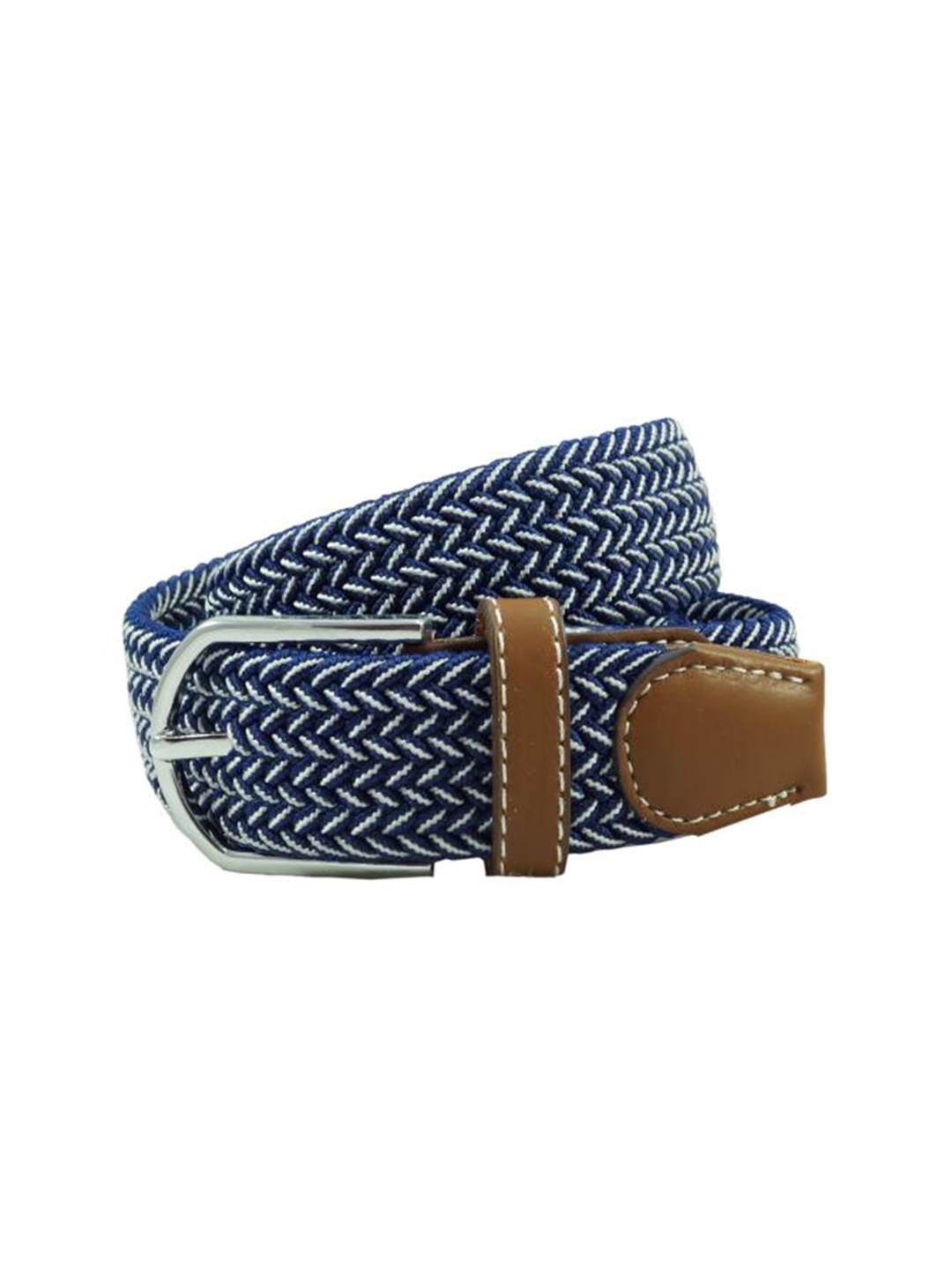 

The Tie Hub Men Braided Stretchable Casual Elasticated Belt, Blue