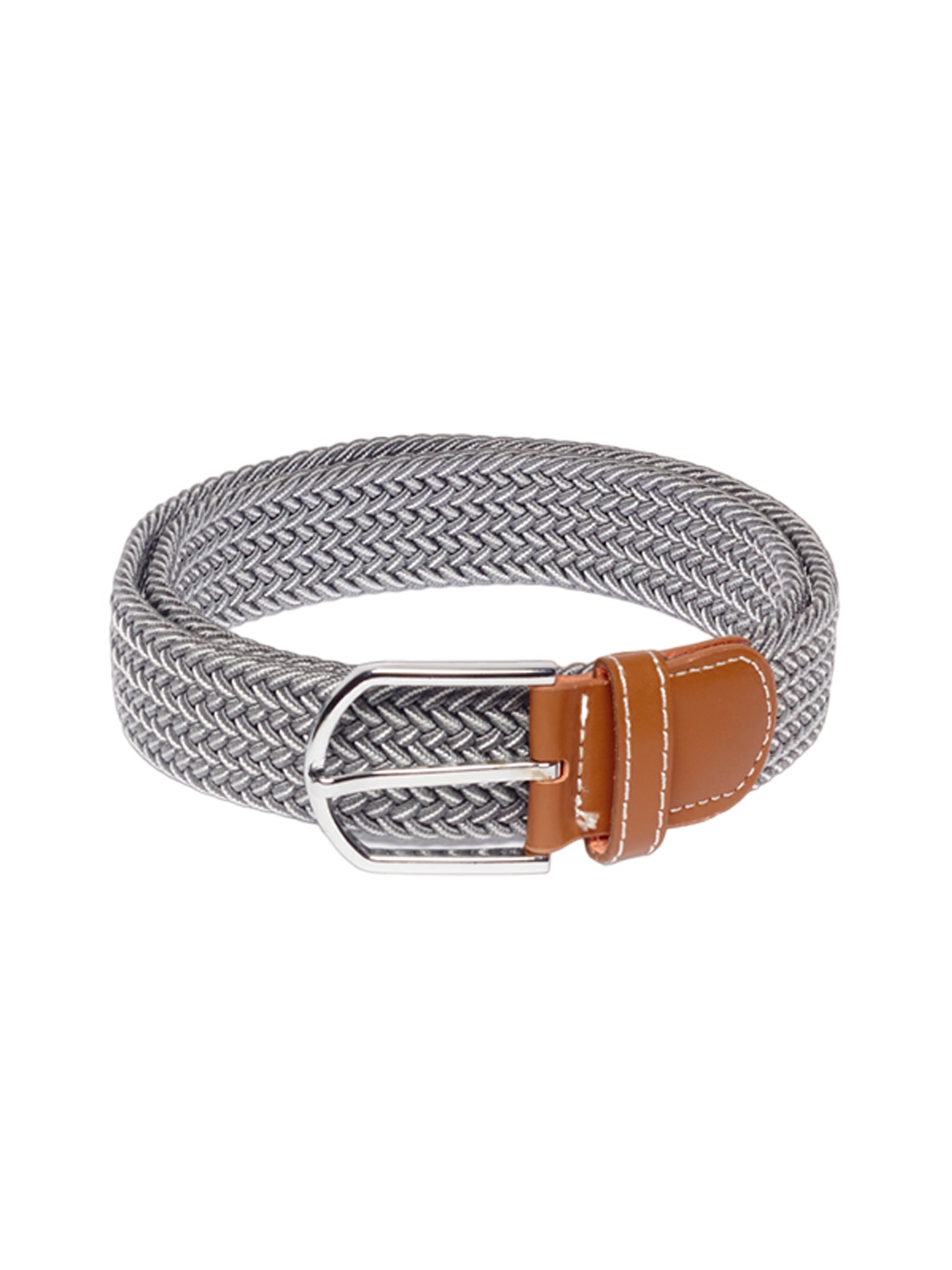 

The Tie Hub Men Braided Stretchable Casual Elasticated Belt, Grey