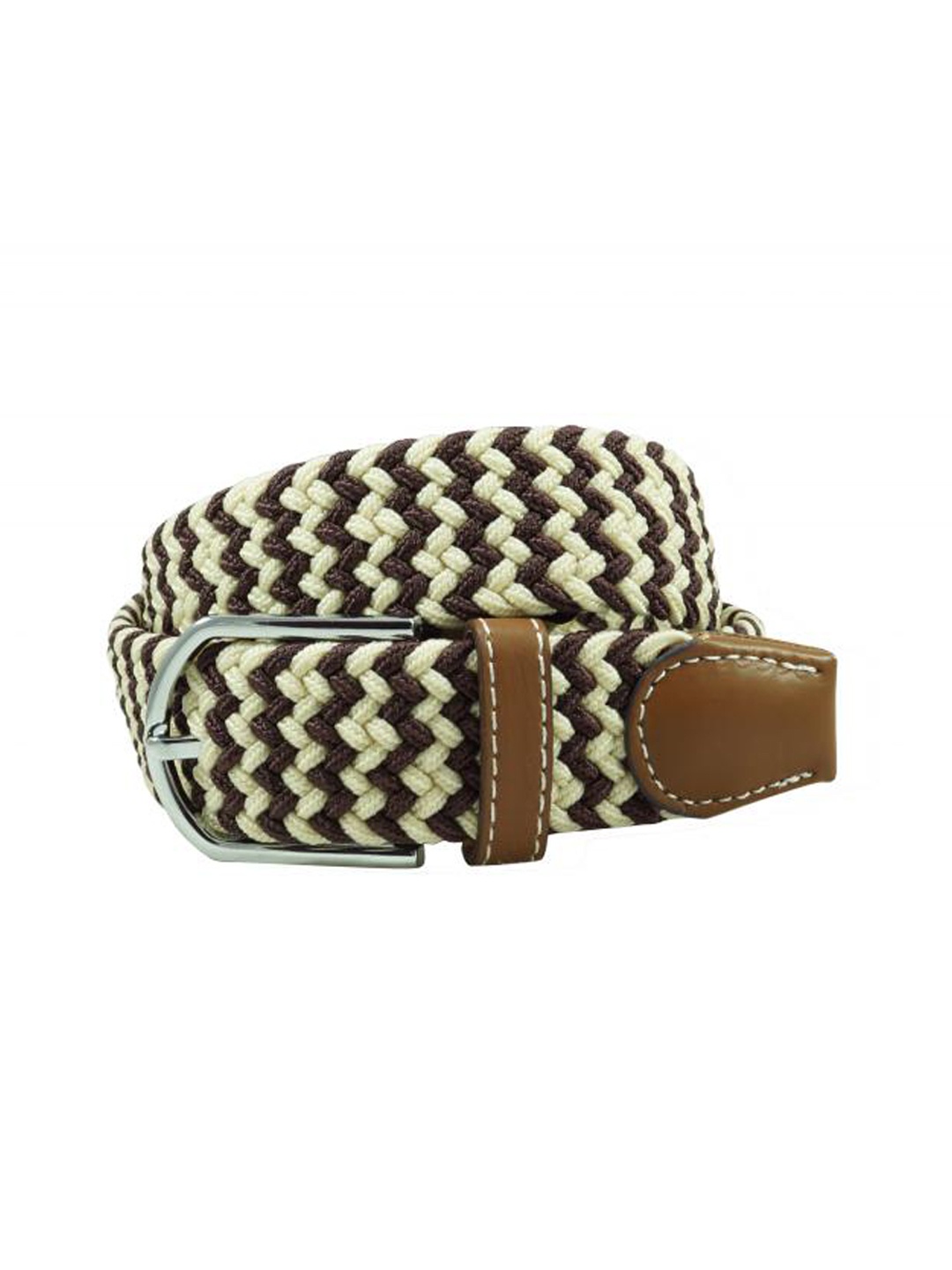 

The Tie Hub Men Braided Stretchable Casual Elasticated Belt, Brown