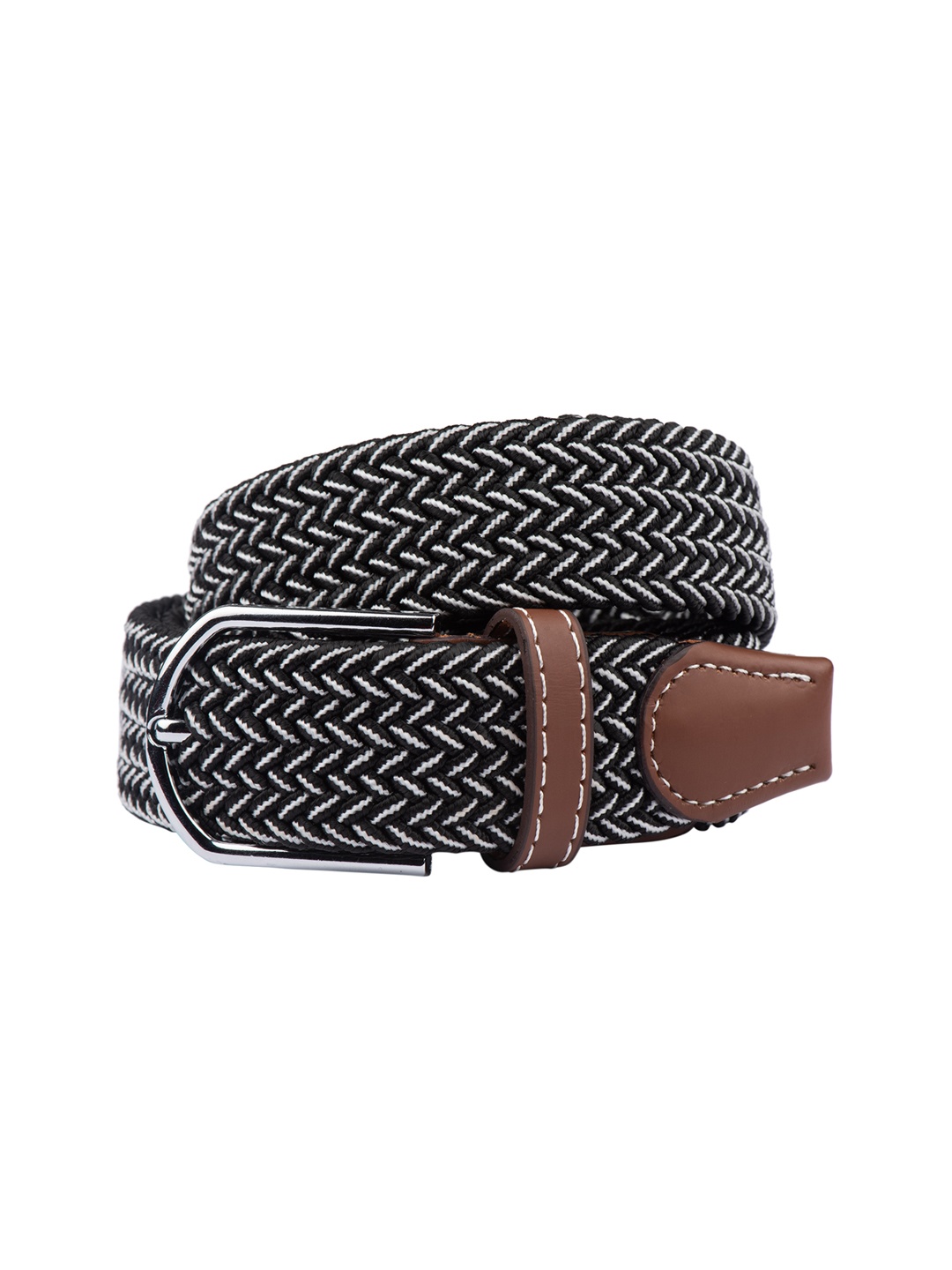 

The Tie Hub Men Braided Stretchable Casual Elasticated Belt, Black