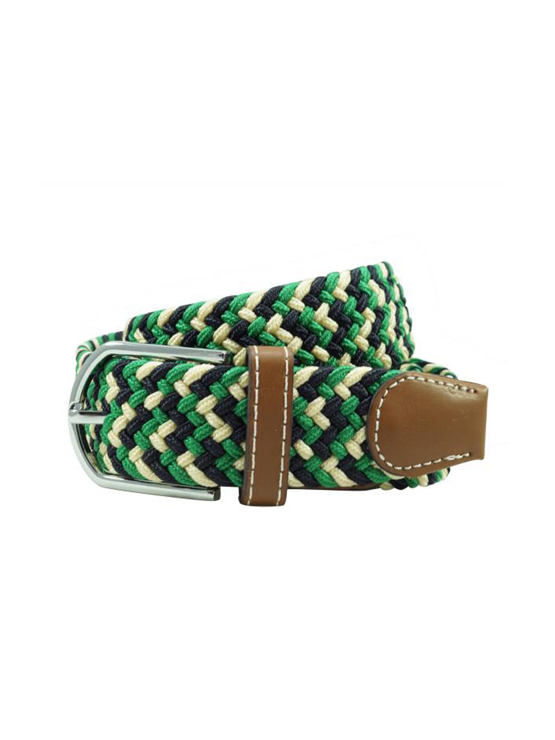 

The Tie Hub Men Braided Stretchable Casual Elasticated Belt, Green