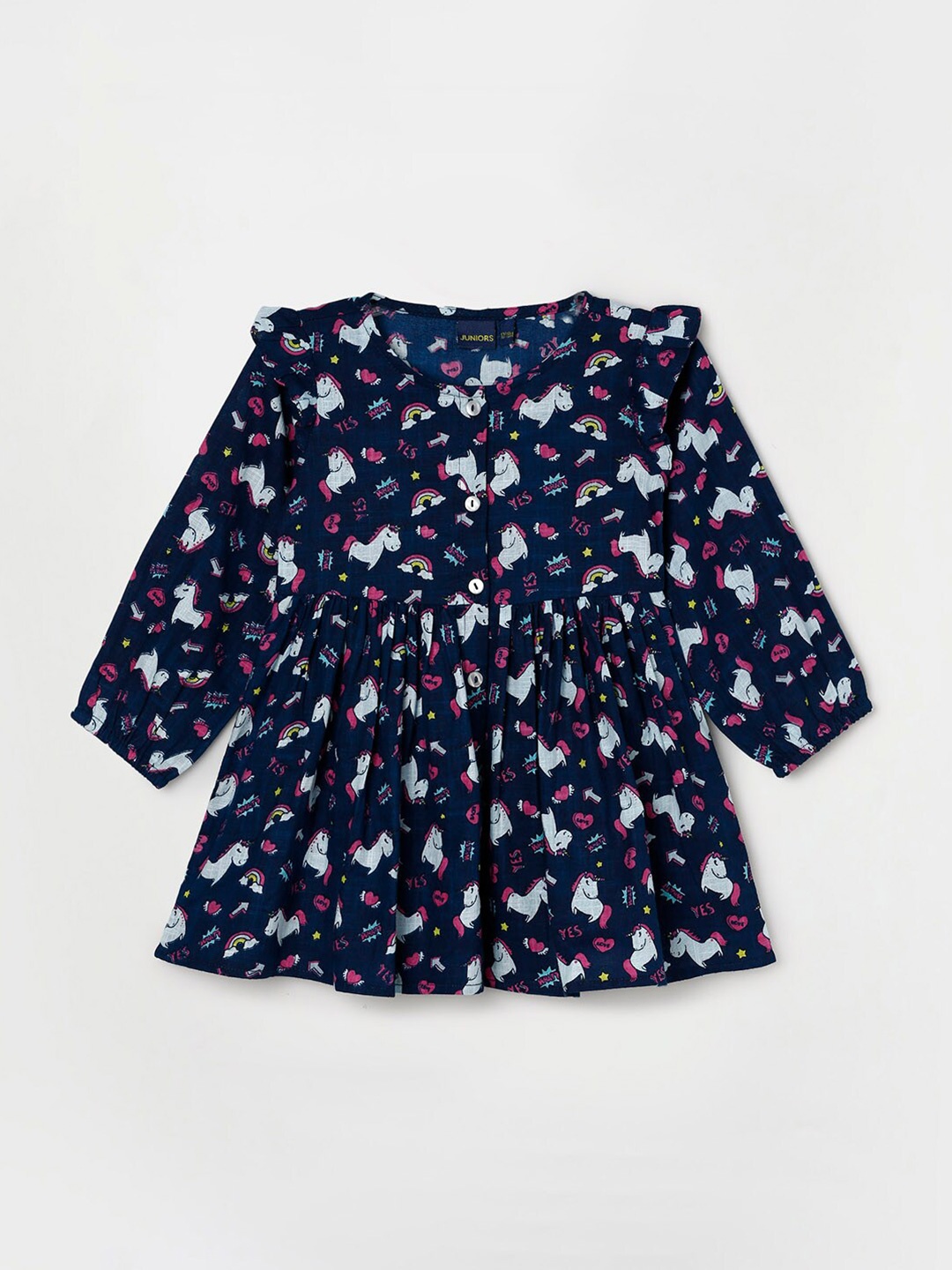 

Juniors by Lifestyle Girls Cartoon Characters Printed Cotton Dress, Navy blue