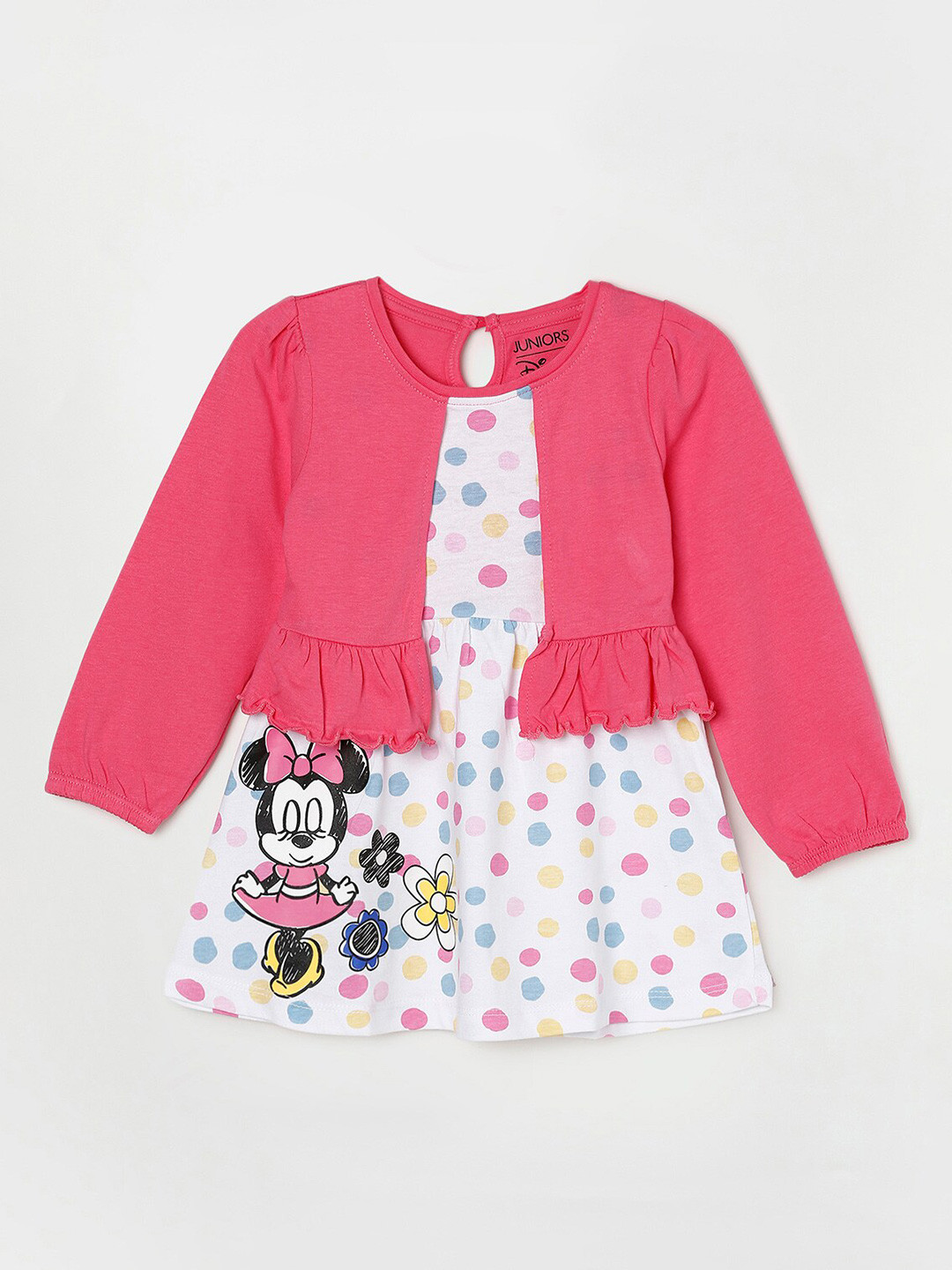 

Juniors by Lifestyle Mickey & Friends Printed Cotton Dress, Off white
