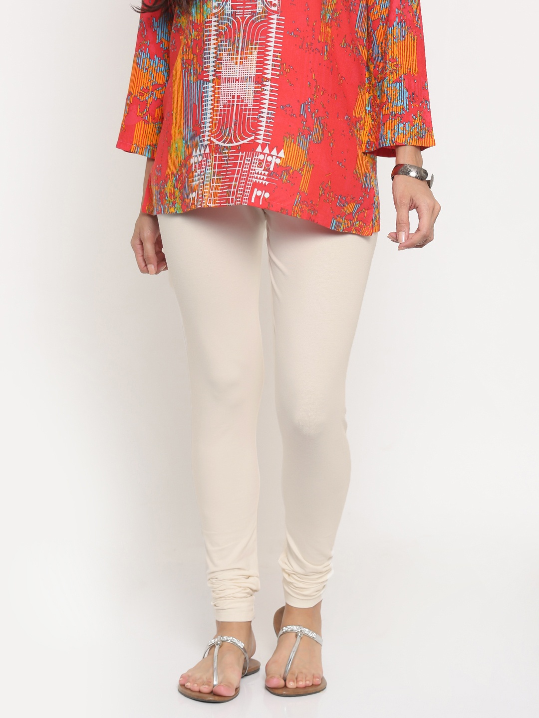 

Global Desi Off-White Churidar Leggings