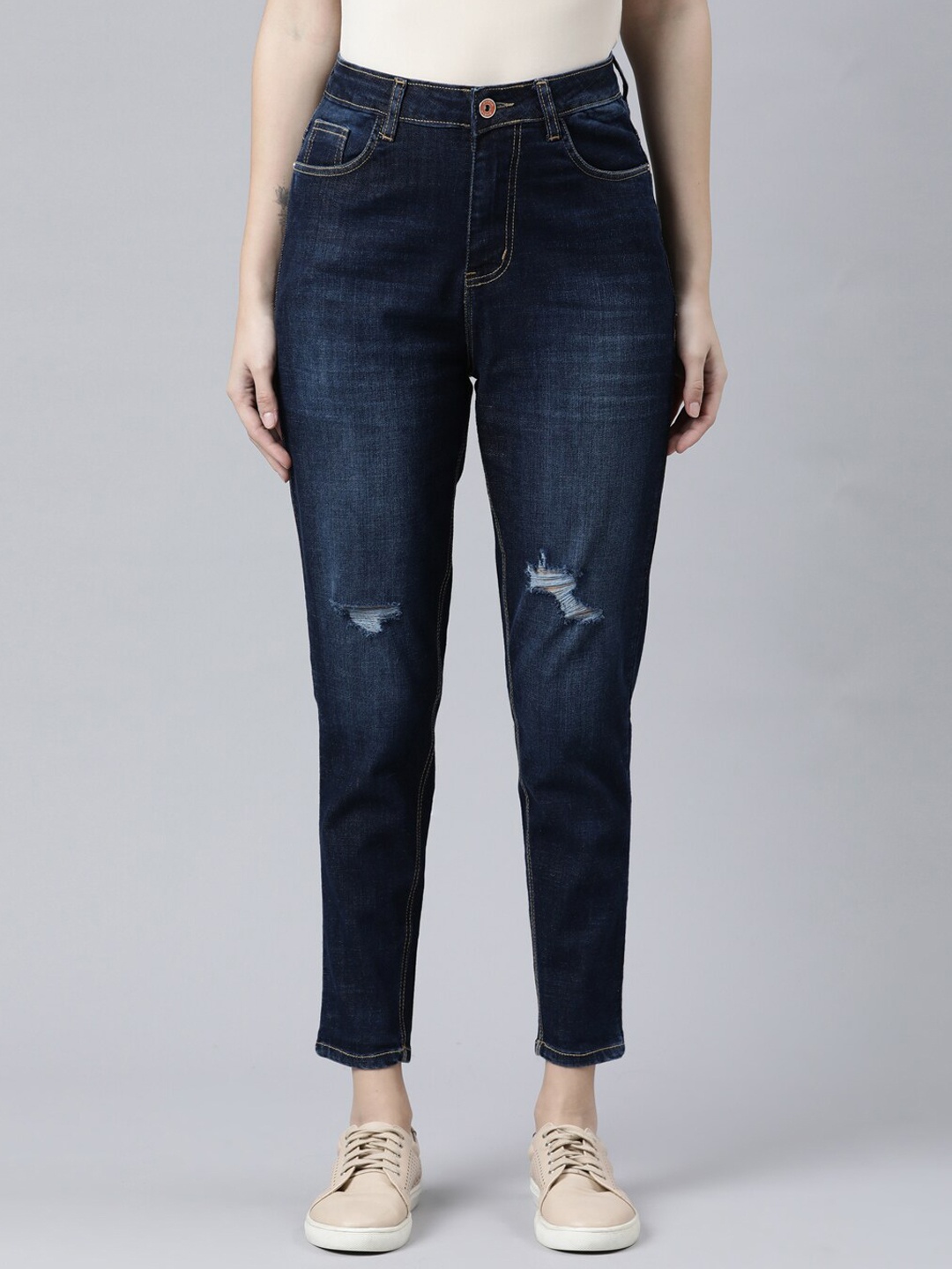 

ZHEIA Women Blue Low Distress Light Fade Skinny Fit Jeans