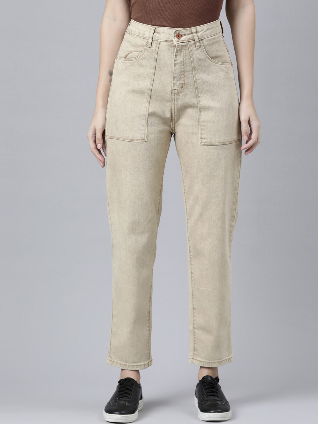 

ZHEIA Women Khaki Clean Look Relaxed Fit Jeans